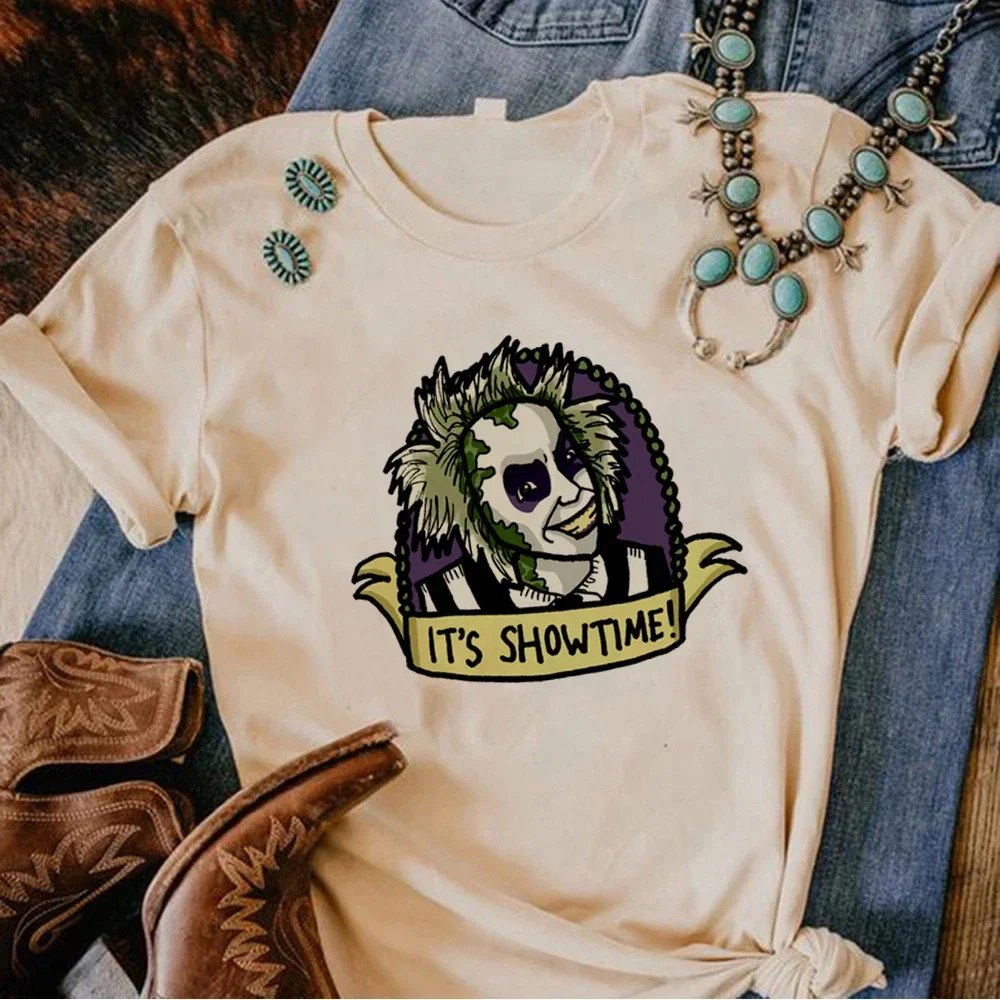 BeetleJuice Fun Cartoon T-shirt Women's Aesthetic Classic Pattern Women's T-shirt Horror Movie Pattern T-shirt Top Women's