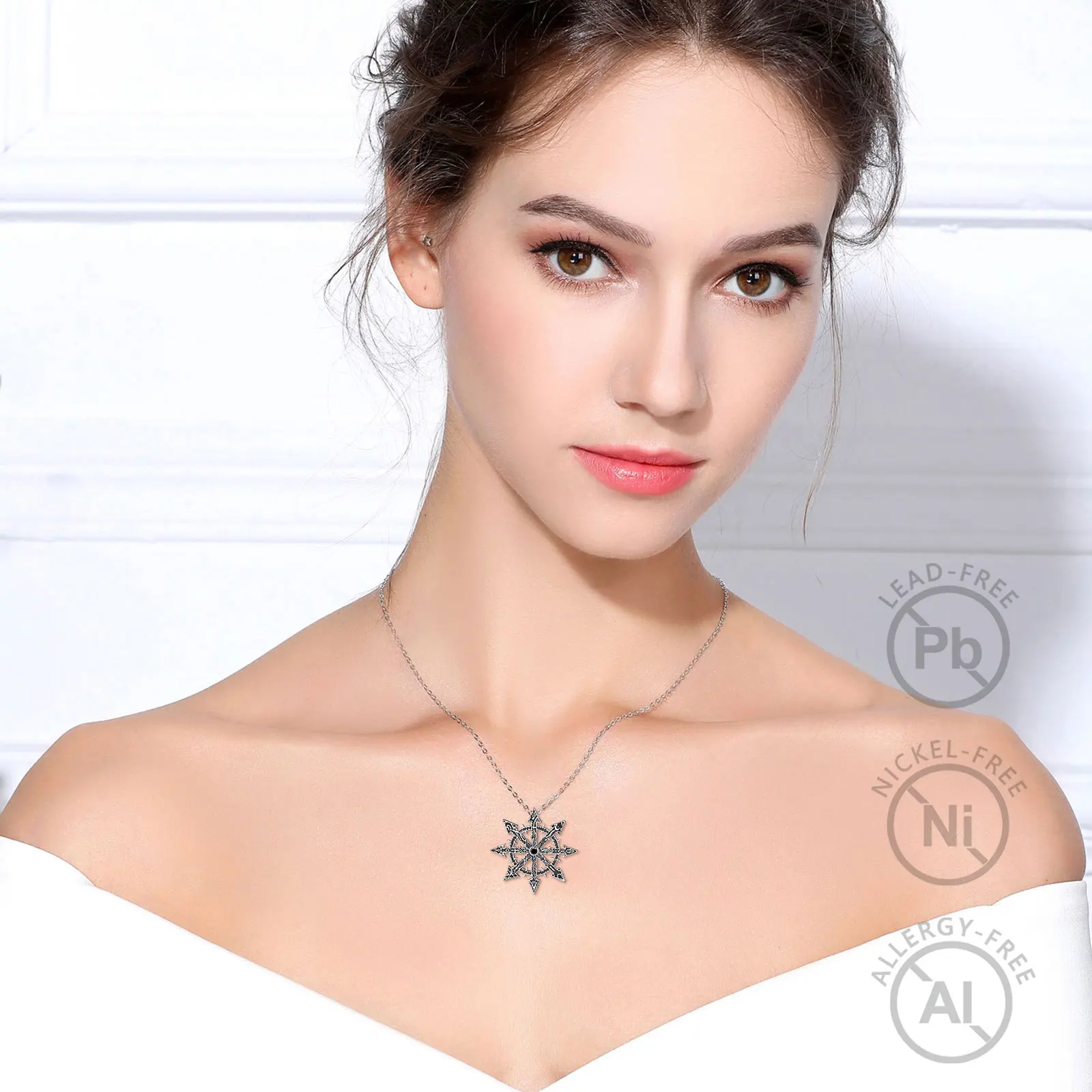 Eudora 925 Sterling Silver Chaos Star Pendant Chaos Star Magic Pendant Kabbalah Chaos Wheel amulet Necklace Punk Jewelry for Man