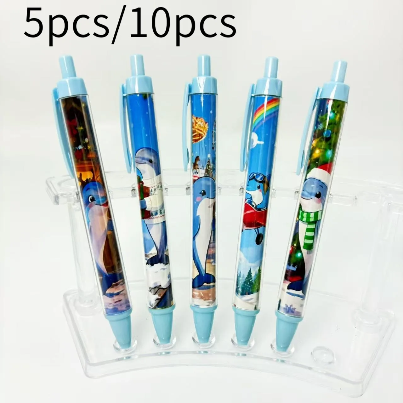 

5 шт./10 шт. креативные шариковые ручки с изображением дельфина, рождественская серия, выдвижные шариковые ручки, студенческие подарочные ручки для письма