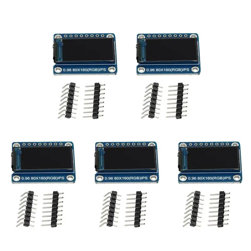 

5X IPS 0.96-дюймовый 8-контактный SPI HD 65K полноцветный TFT-модуль с драйвером ST7735, ЖК-дисплей 80x160, 3.3В для Arduino DIY-ABIU