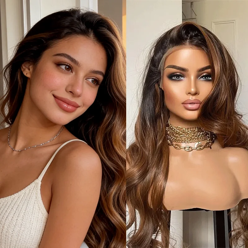 

Женский парик для косплея Колумбина, новинка 2026 года, с кружевной передней частью, светло-коричневый омбре, синтетический, без клея, имитация человеческих волос, недорогой