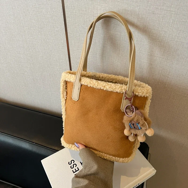 Simple Solid Color Casual Suede Shoulder Bags Large Capacity Commute Autumn and Winter 2024 New Women's Handbag Bolso De Hombro