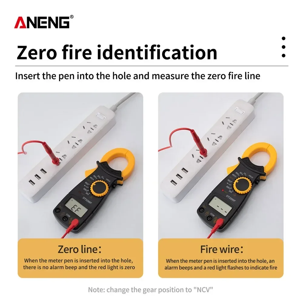 Clamp Meter Digital Multimeter ANENG DT3266F Mini Clamp Amperemeter Electrical AC / DC Voltage Resistor Tester with Buzzer test
