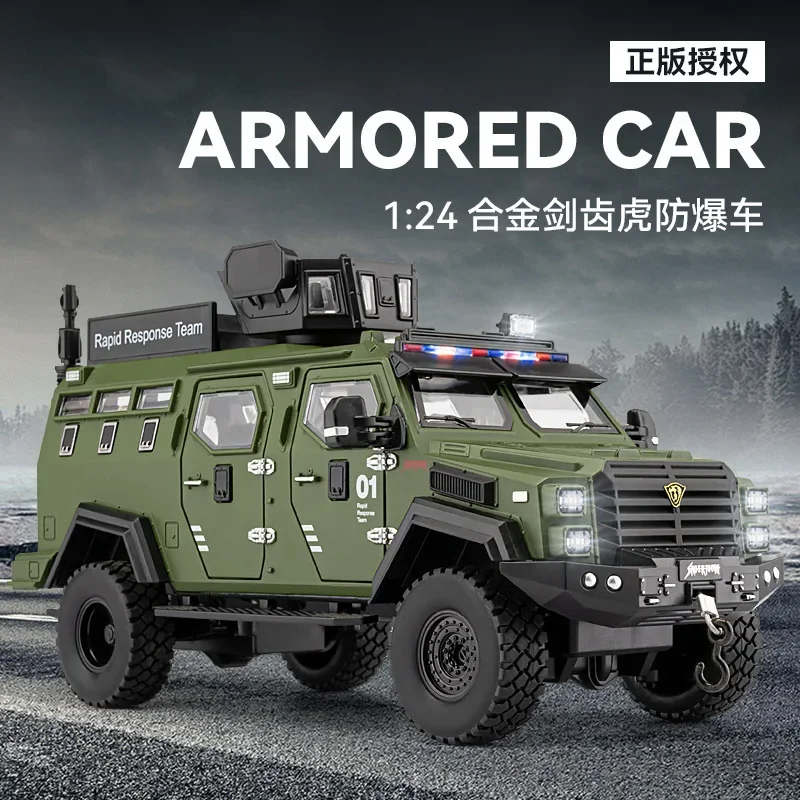 1: 24 saber toothed tiger armored vehicle alloy car model boy toy birthday gift