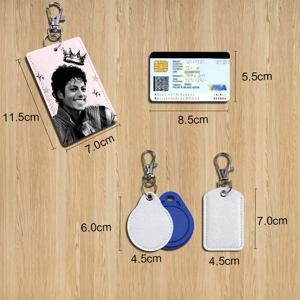 MJ first-rate Michael Jackson Leather Keychain Badge Holder with Lanyard - ID/Access Card Holder, Key Ring Accessory Gift Option