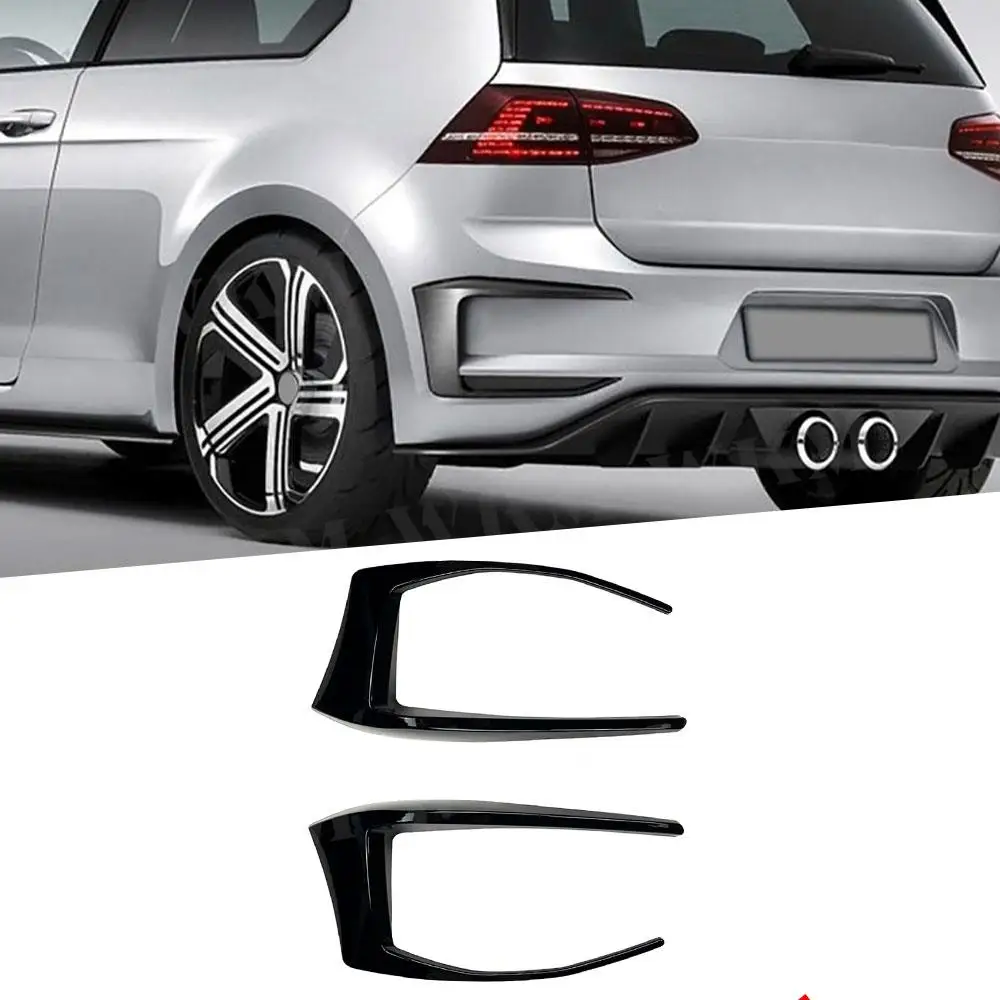 

For Volkswagen Golf 7 R400 2012-2015 Rear Bumper Splitter Canard Fog Lamp Light Air Vent Side Trim Cover Gloss Black Carbon Look