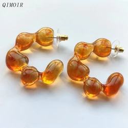 Semitransparent Jelly Earrings For Women Candy Color Cute Large Ear Post Studs Irregular Fashion New Styles Sweet Design C1123