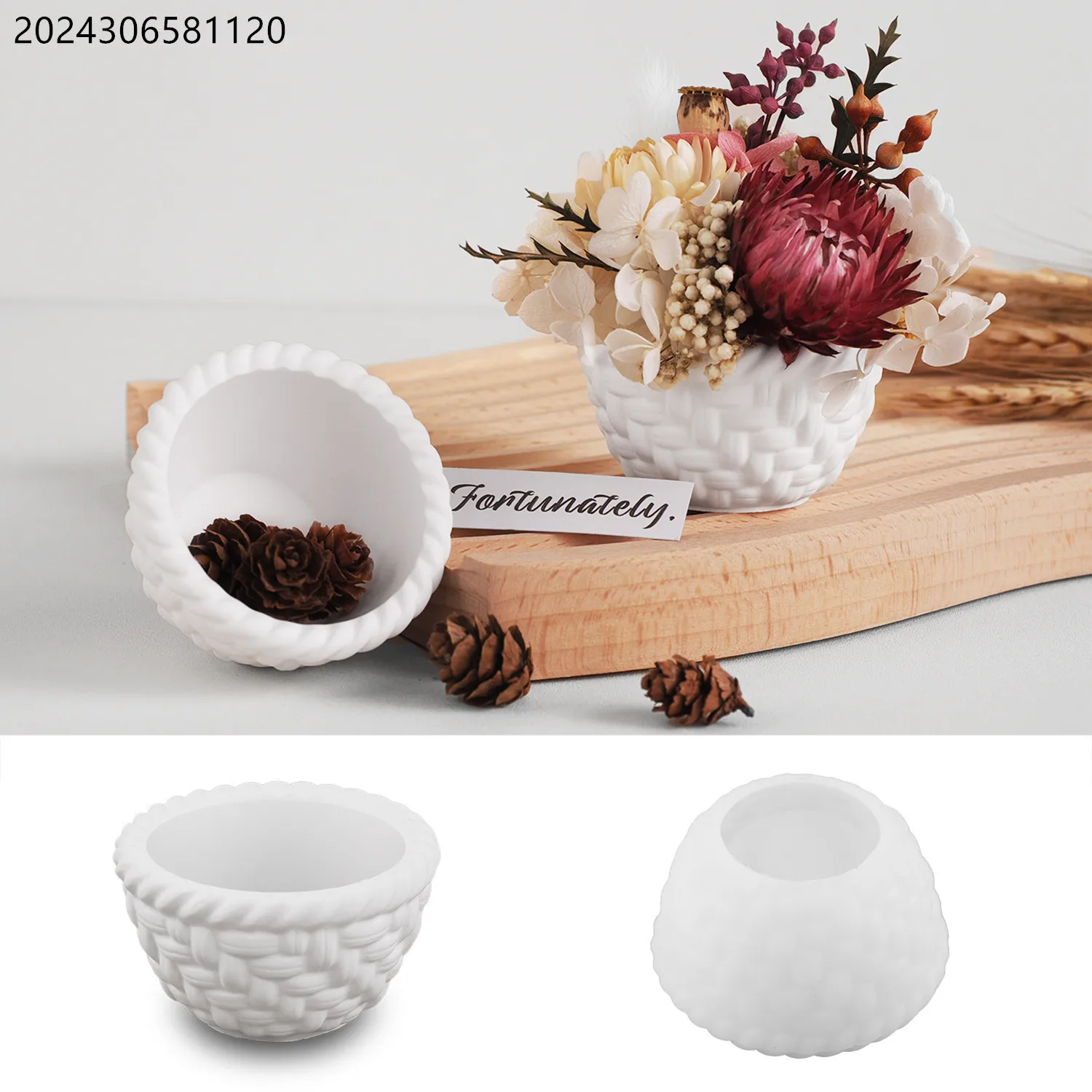 Creativity Woven Basket Candle Jar Silicone Mold DIY Jewelry Storage Box Craft Making Plaster Resin Planter Molds Home Decor