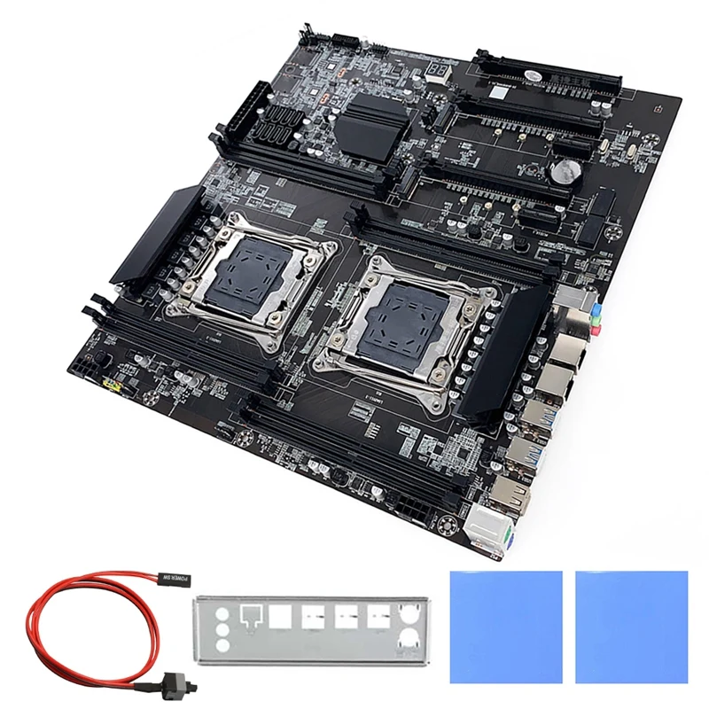 

X99 Dual-Socket Mining Motherboard With 2Xthermal Pad+Switch Cable+Bezel LGA2011-3 Dual CPU DDR4 ECC RAM Slot 8XSATA2.0