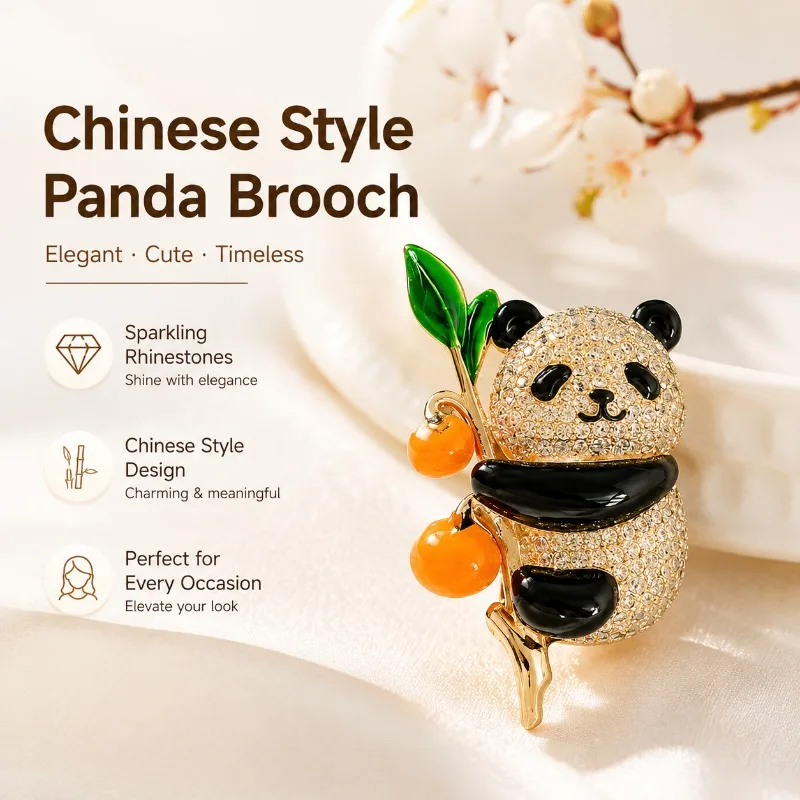 Exquisite Rhinestone‑encrusted Brooch Ornaments Chic Alloy Animal Pins Featuring Panda Butterfly Penguin Motifs Elegant