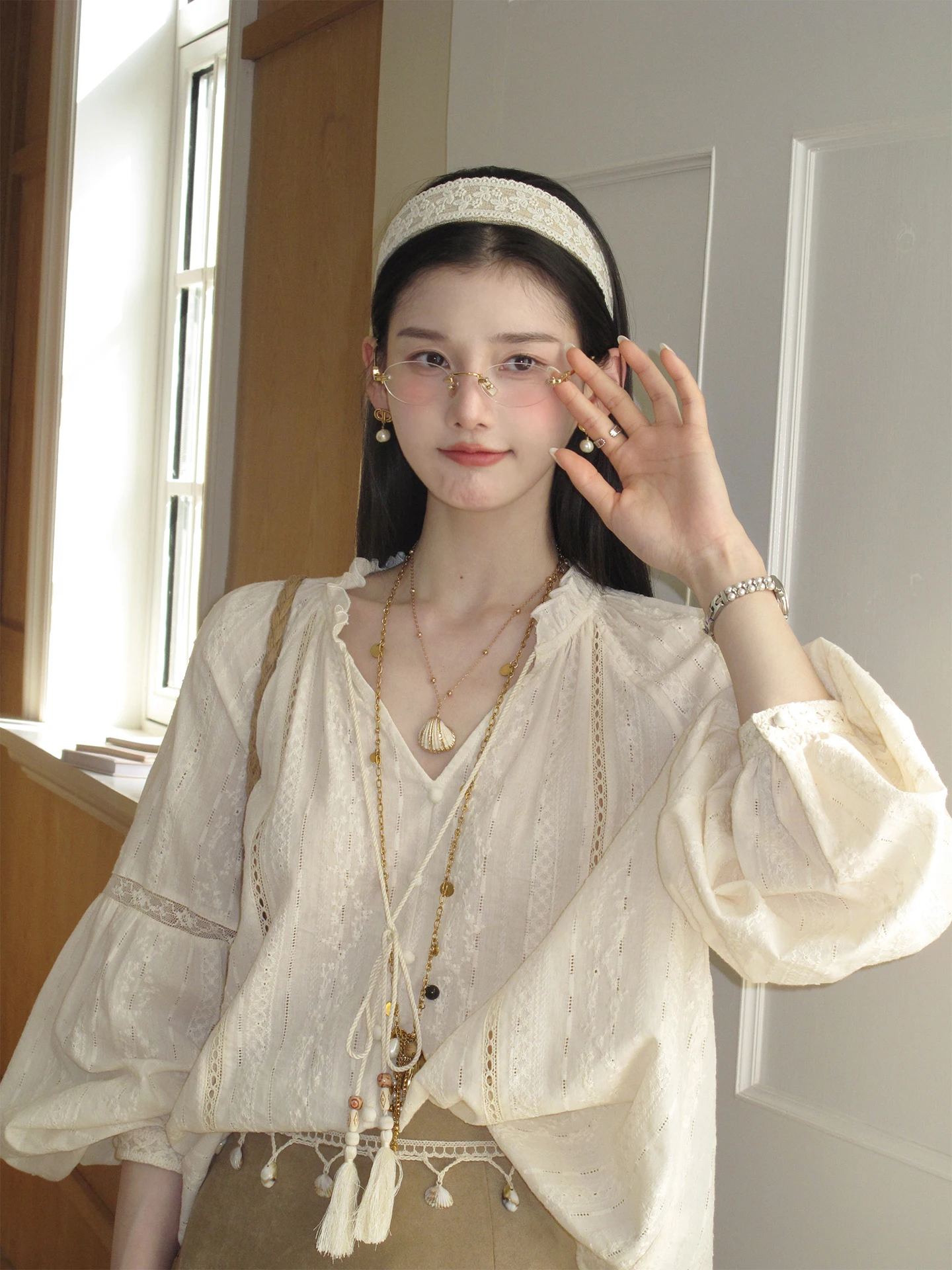 

Рубашка ChillCozy с рукавами-колокол, из смесового хлопка и лиоцелла, в отпускном стиле, свободного кроя, элегантная, женская, с длинным рукавом, приятная к телу, дышащая