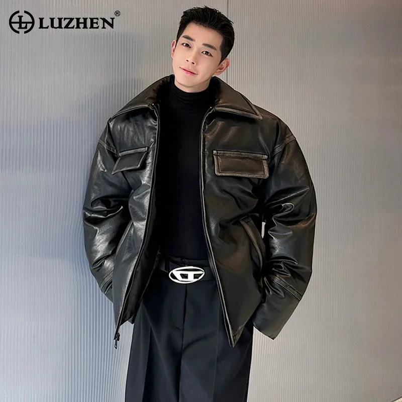 LUZHEN Stylish Elegant Thermal Padded Coat Men's Motorcyle High Quality Street Kroean Trendy 2024 Winter New Bread Jacket LZ7225