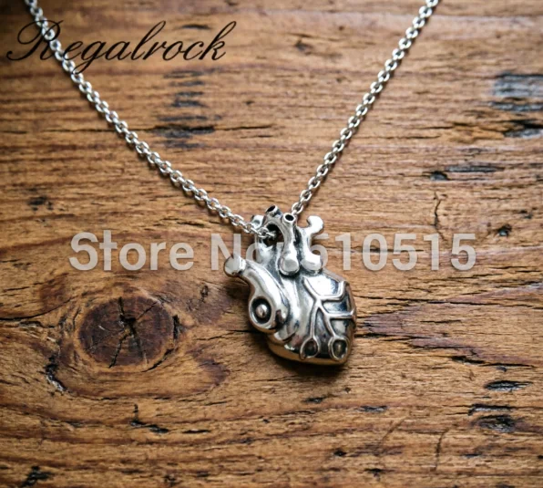 Gothic Anatomical Heart Necklace Anatomy Steampunk Cardiac Pendant Punk Jewelry
