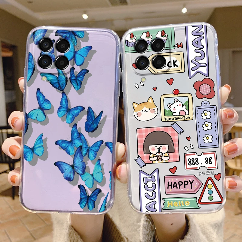 For Samsung Galaxy M33 5G Case Cute Cat Cartoon Protective Soft Silicone Phone Cases For Samsung M 33 GalaxyM33 Bumper Clear Bag