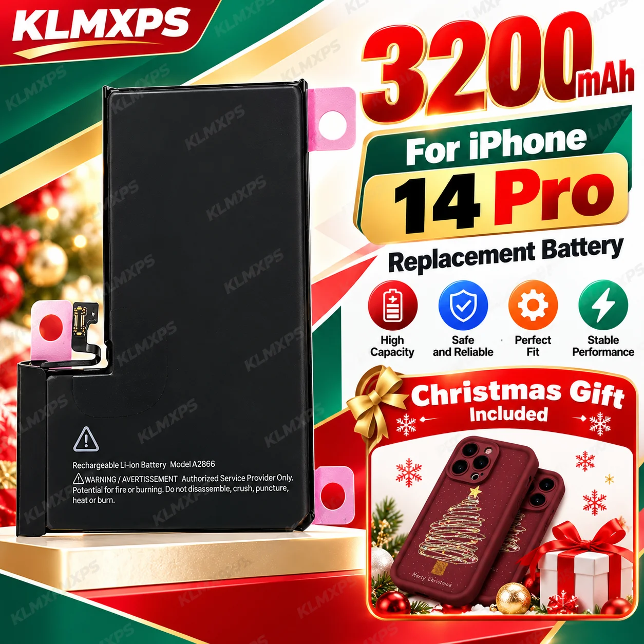 Wholesale Replacement Lithium Battery Compatible with iPhone 14 Pro A2890/A2650/A2889/A2892 with Free Christmas Gift