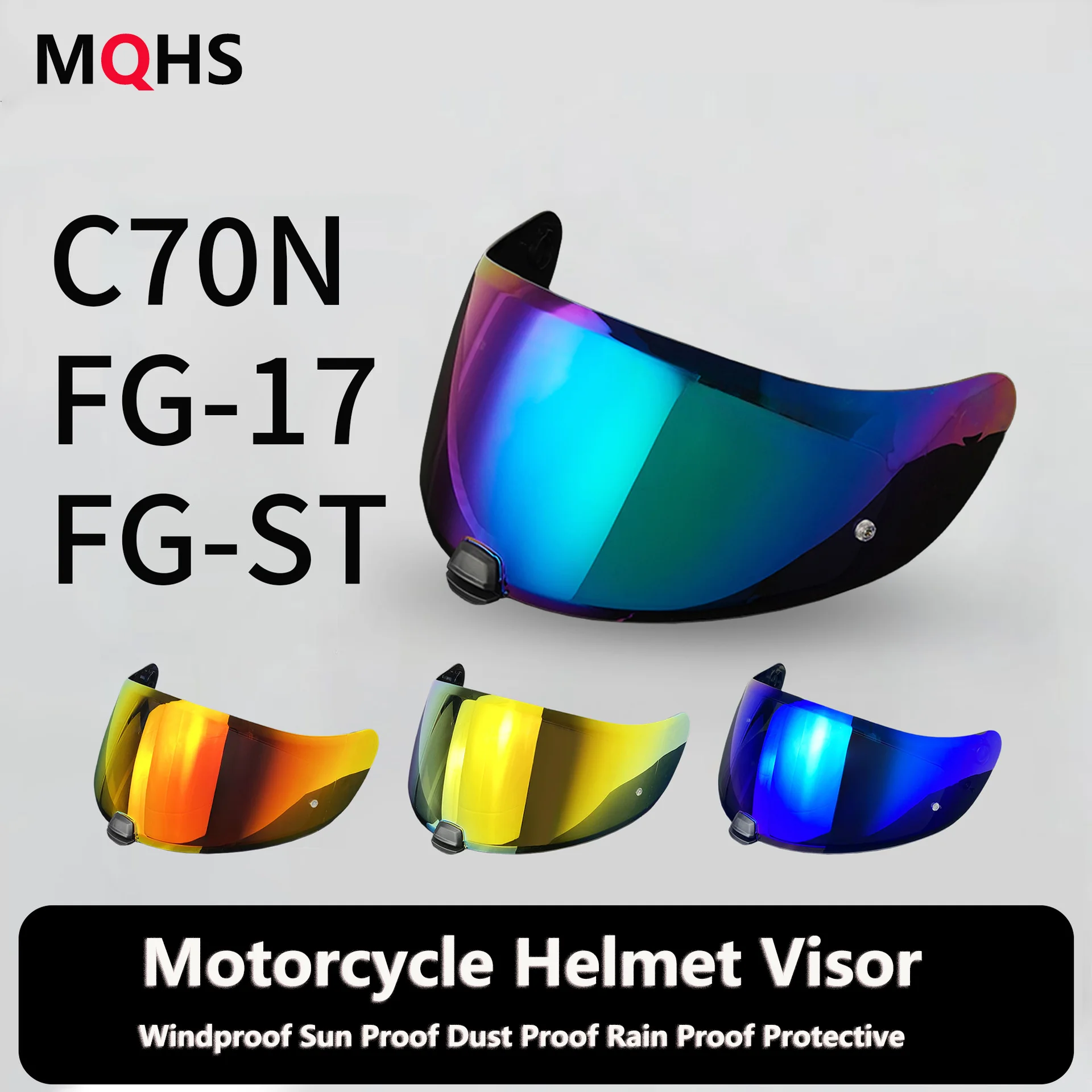 Replacement Lens Face Shield Casco Moto Helmet Visor Fit for HJ20M C70 IS17 FG17 FGST Plated High-Definition UV Resistant Mirror