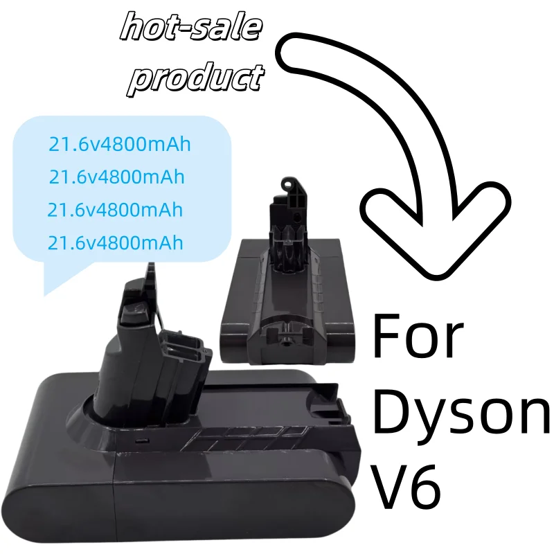 Dyson vacuum cleaner uses V6 battery, 21.6 V,12800mAh, 21.6 V, 12.8Ah, DC62, DC59 (4,8 Ah, 6,8 Ah, 9,8 Ah, 12,8 AH)