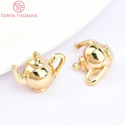 (7749) 6PCS 11x14MM 24K Gold Color Brass Kettle Charms Pendants High Quality DIY Jewelry Making Findings Accessories Wholesale