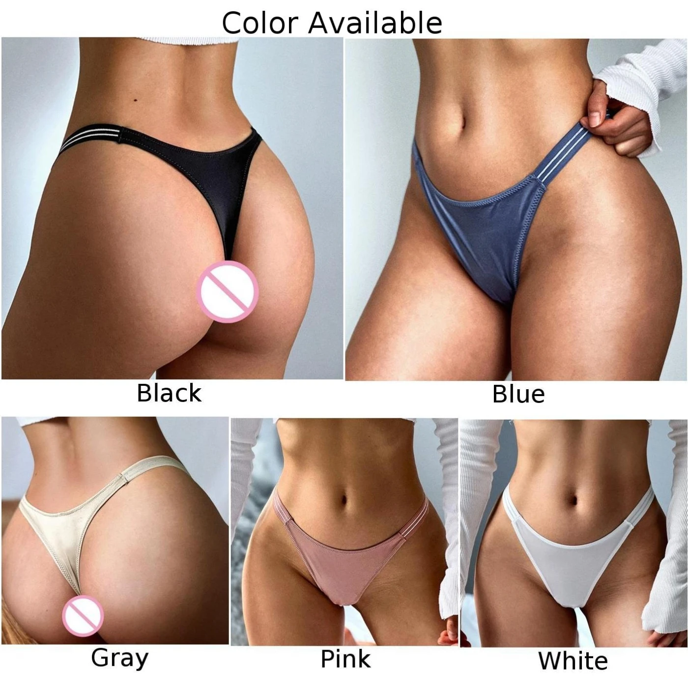 Daily Underwear Panties Lingeries Regular Slight Strech Solid Color G-string Thongs High Cut Panties Underwear
