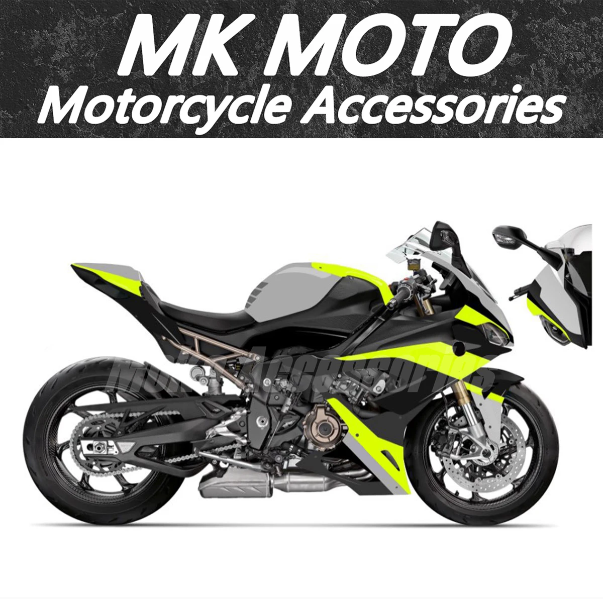 Fairings Kit Fit For M1000RR S1000rr 2019 2020 2021 2022 Bodywork Set ABS Injection Neon Fluorescence Bright Black Gray