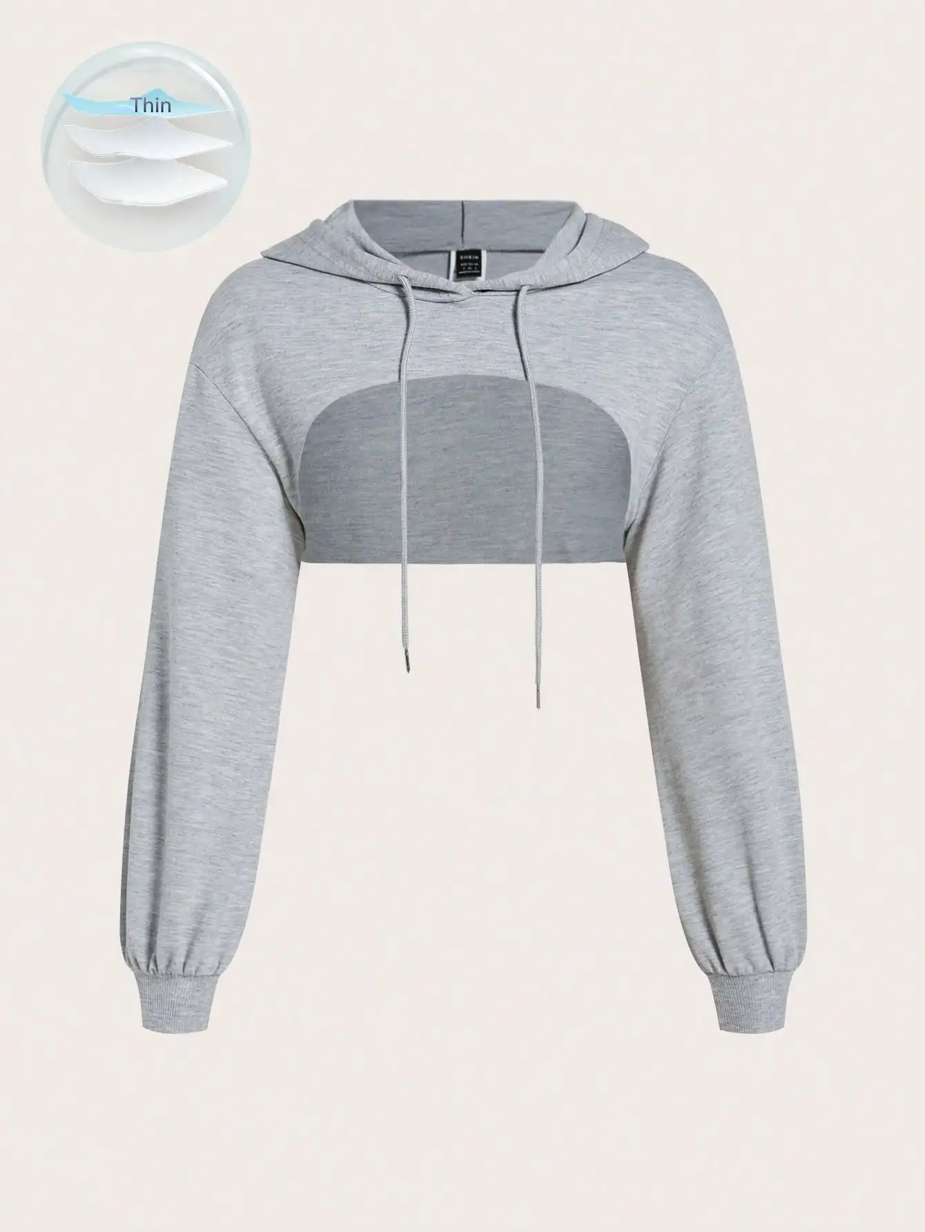 

Women's Thin Crop Hoodie with Drawstring, Long Sleeve Pullover for Fall/Winter Casual Wear