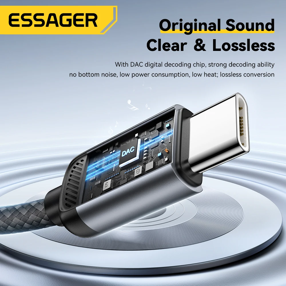 Essager نوع C كابل محول الصوت سماعة رأس Type-C أنثى إلى iP ذكر OTG محول آيفون 16 15 14 سامسونج شاومي آي باد ماك بوك