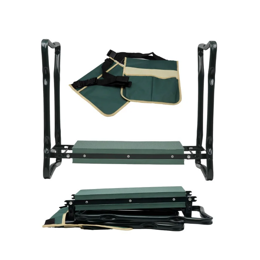 Modern Folding Kneeler Garden Bench With Soft Eva Pad Seat And Stool Pouch Aluminium Material