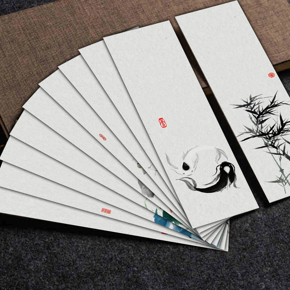 30/60PCS Chinese Style Ink Wash Bookmark Laptop Office Page Creative Reading Book Card Student Waterproof Suitcase Gift