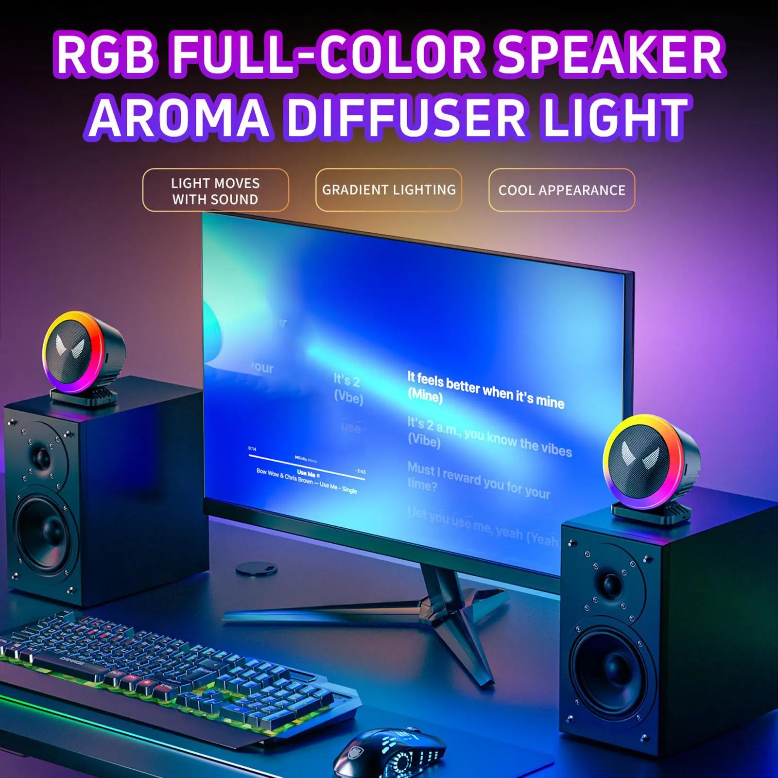 أضواء RGB الصوت المنشط LED المتكلم RGB كامل اللون لاقط أضواء النبض ل DJ ستيريو سطح المكتب سيارة حفلة غرفة المعيشة التخييم #2