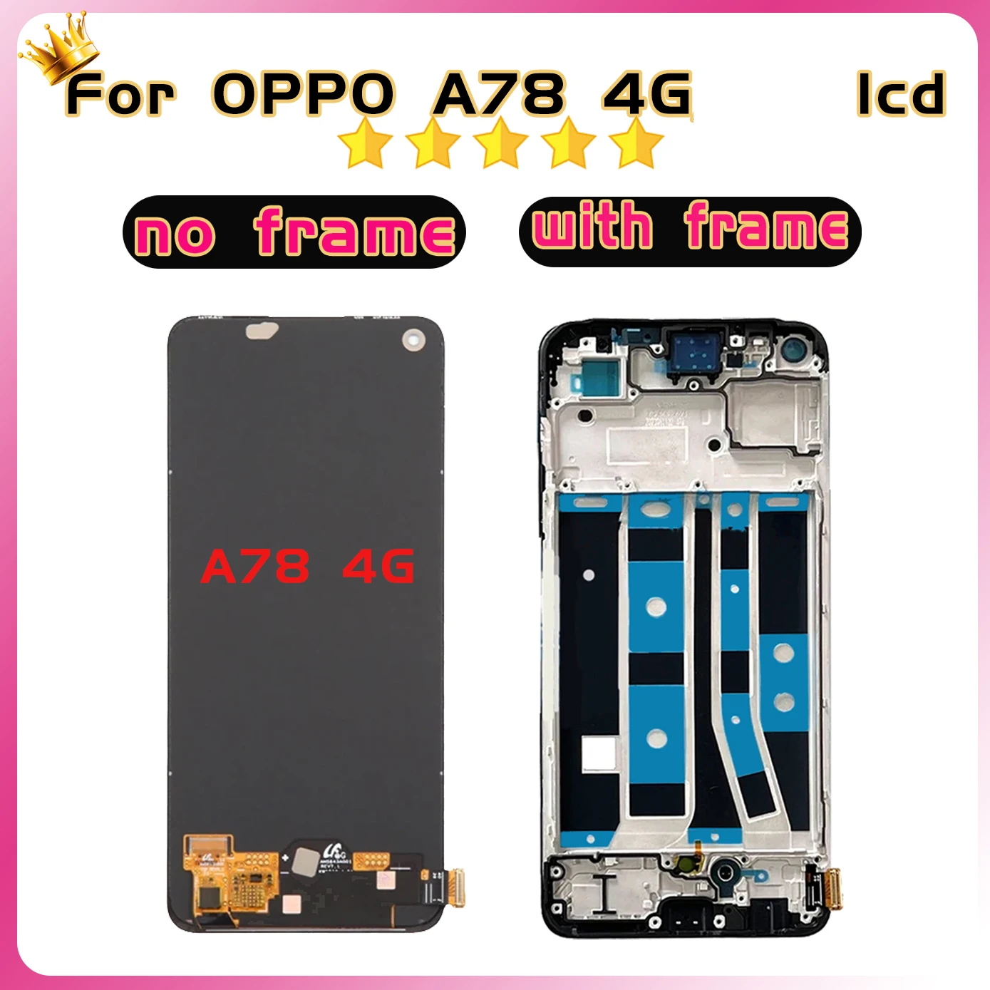 AMOLED Dla Oppo A78 4G CPH2565 Wyświetlacz LCD Ekran Panel dotykowy Digitizer Dla Oppo A78 5G CPH2483 CPH2495 Wyświetlacz A78 Ramka ekranu