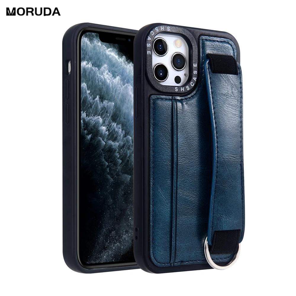 For iPhone 13 12 14 Pro Max Case PU Leather Wallet Stand Wrist Strap Card Pocket Cover for iPhone 11 Xs Max X Xr 7 8 Plus SE 2