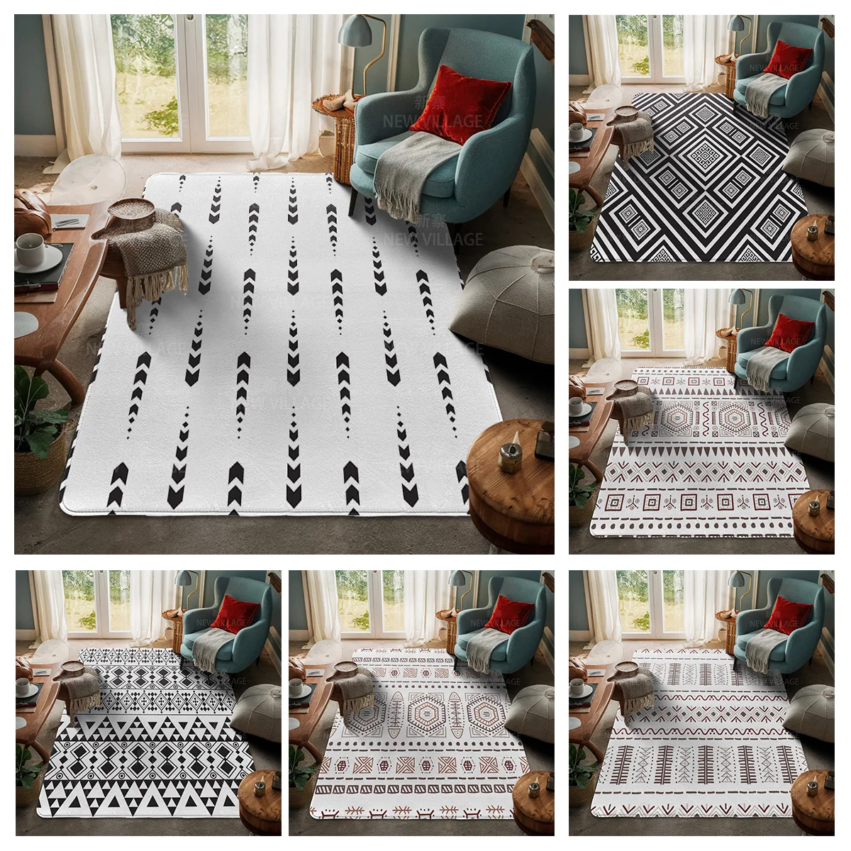 House entrance carpet Home door mat Living Room Bath Foot decoration non-slip rugs Modern geometric pattern nordic simple boho
