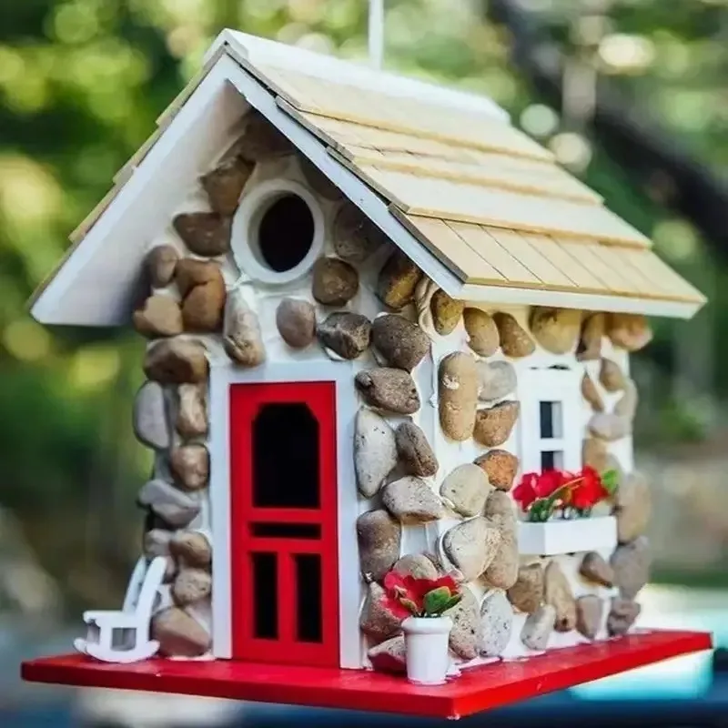 

Новый стиль: креативный домик для птиц из камня, изделия из смолы, прочные и изысканные клетки для птиц для сада и двора, украшение для двора, товары для птиц