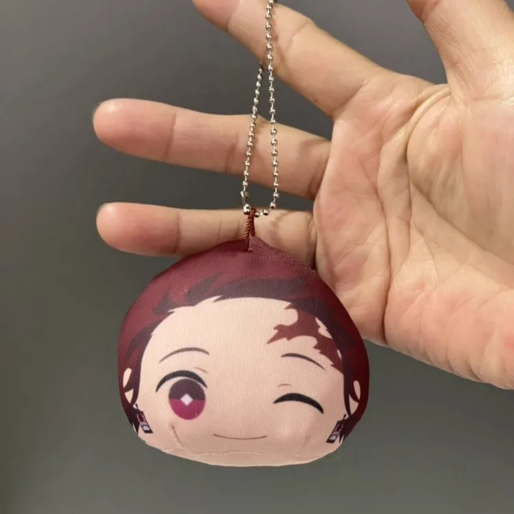New Cute Anime Demon Nezuko Tanjiro Inosuke Zenitsu Face Plush Keychains Kids Stuffed Toys For Children 7CM