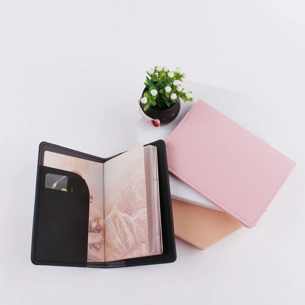 Black Passport Cover Wallet PU Leather Travel Passport Protection Case ID Card Cover Passport Holder Protector Organizer Bags