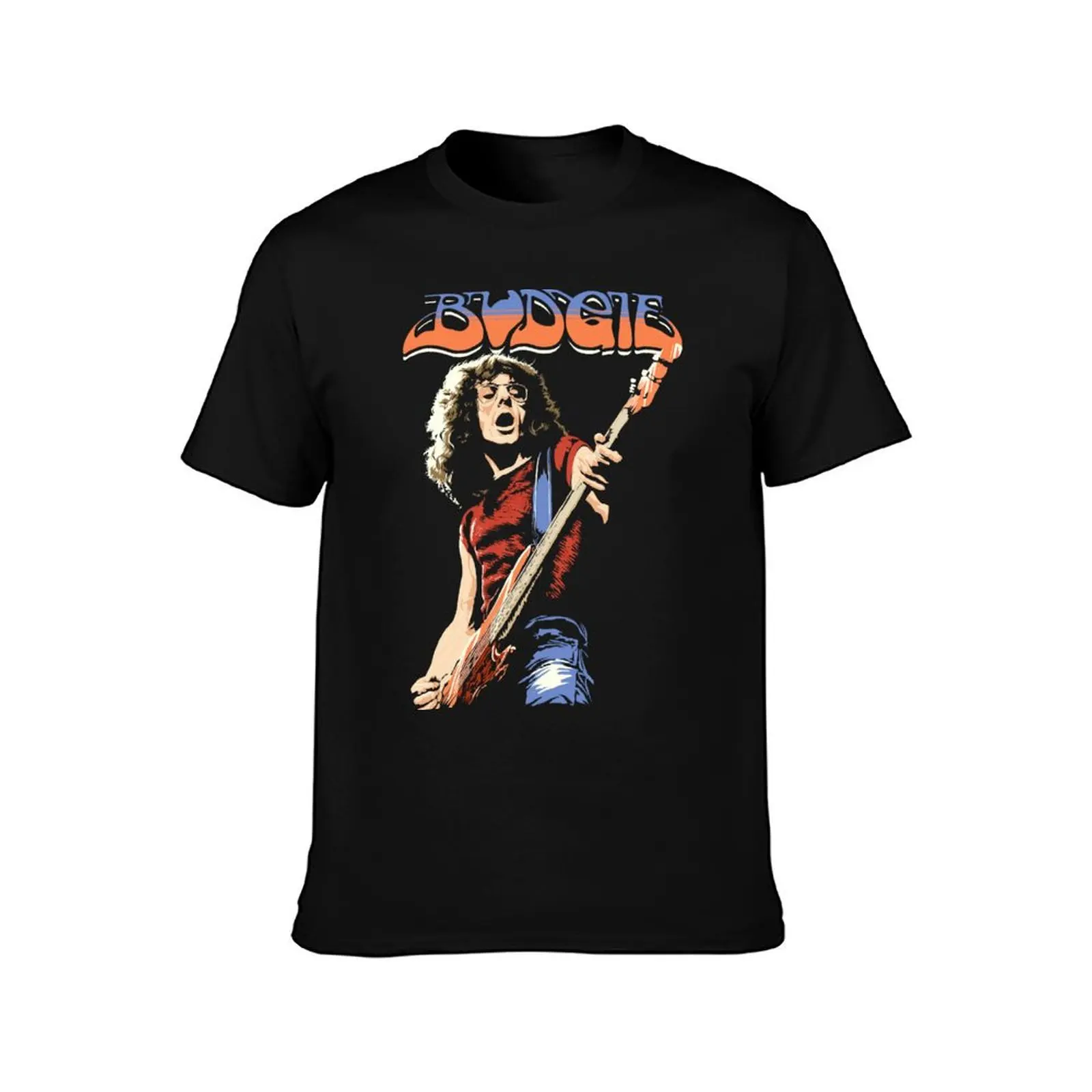 تي شيرت Budgie Band Burke Shelley Guitar v2 تي شيرت للرجال تي شيرت قطني ناعم 100%