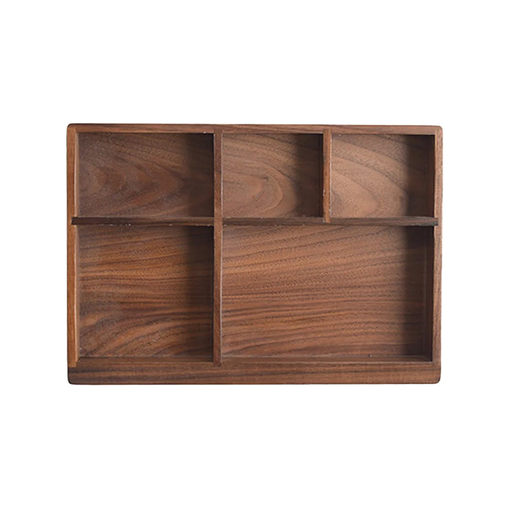 

Black Walnut Western-style Drawer Type Cutlery Storage Box Desktop Solid Wood Storage Tray Tableware Organizer - 24x168x25cm (