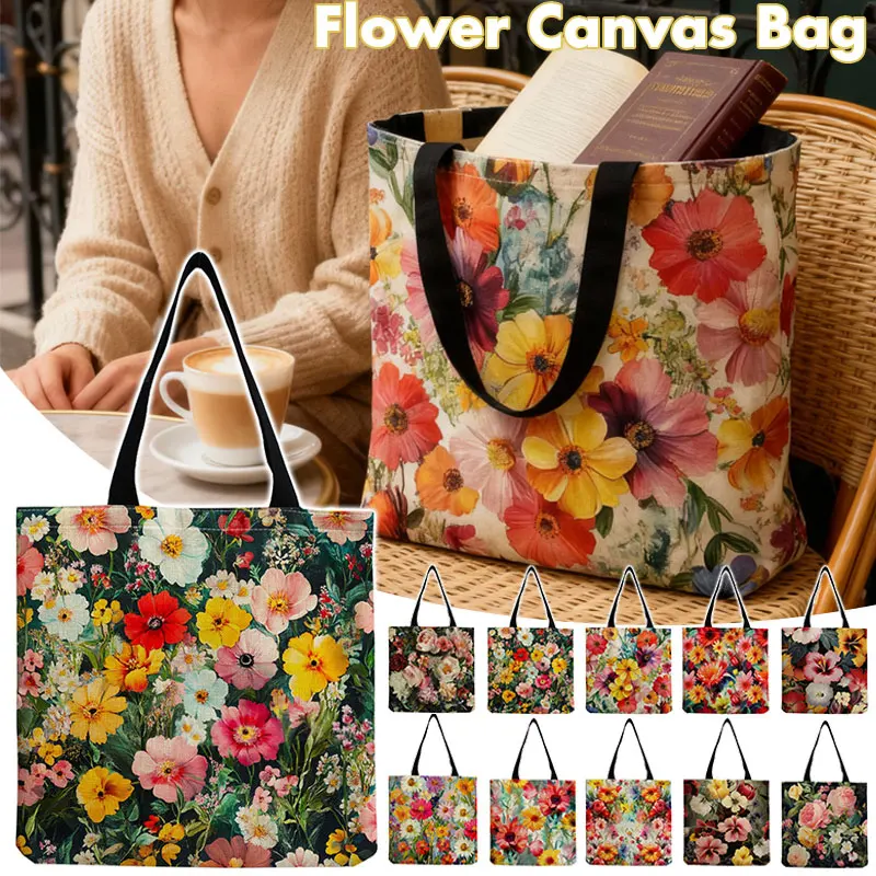 

Vintage Floral Tote Bag for Women Shoulder Tote with Fixed Straps Elegant & Durable Hand Washable Lightweight Daily Use Shopping
