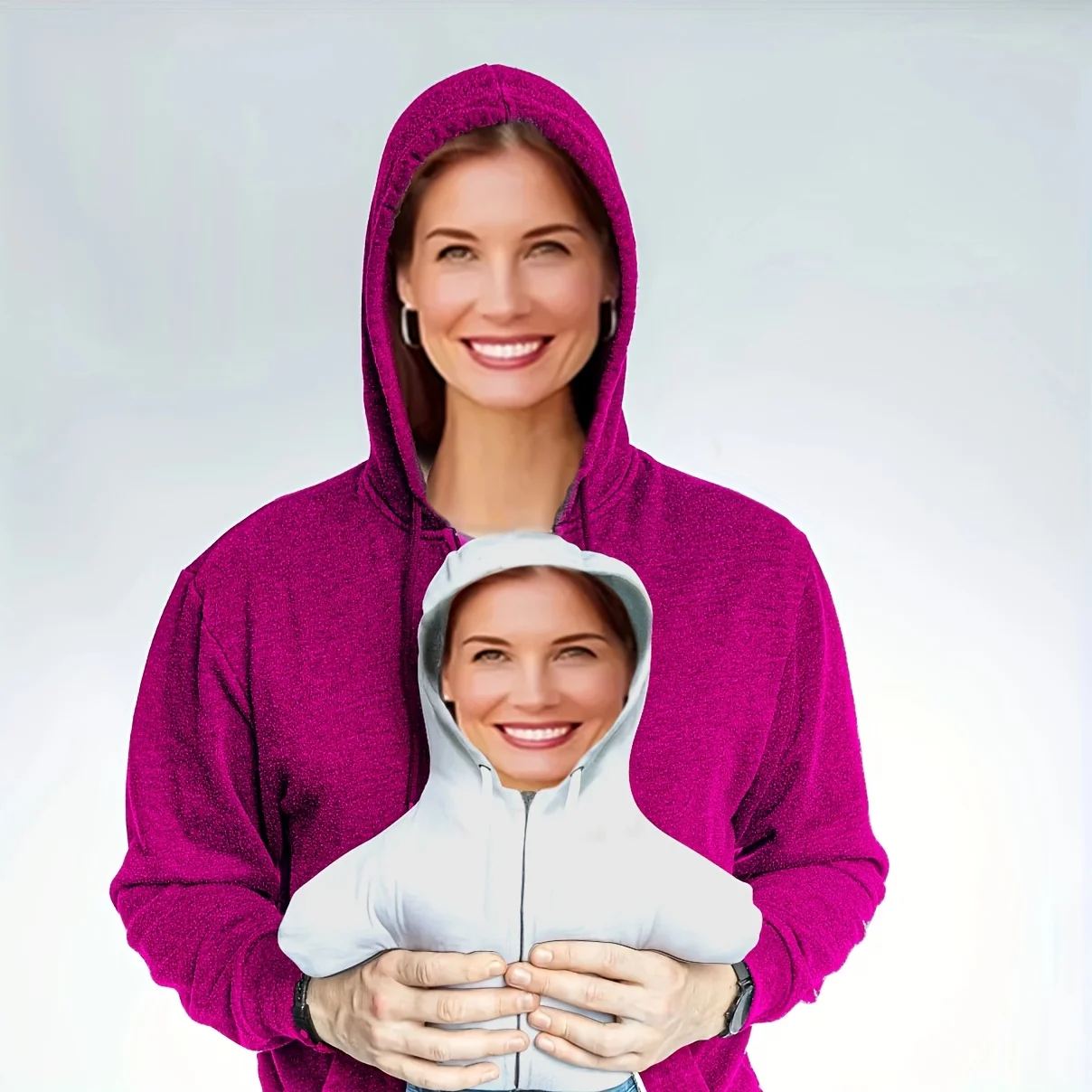 Personalisierte Hoodie Mini Plüsch Puppe Anpassung, individuelles Gesichtskissen mit Cartoon-Muster, Bildanpassung