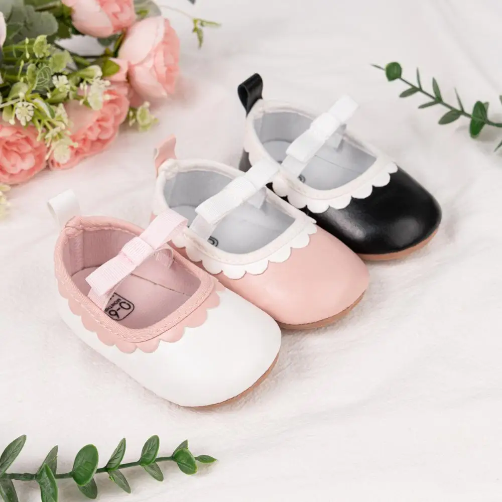 

Meckior Girl Princess Shoes Toddler Anti-slip Flat Rubber Soft Bottom Baby Shallow Lace Infant Multi-color Toddler Shoes 0-18m