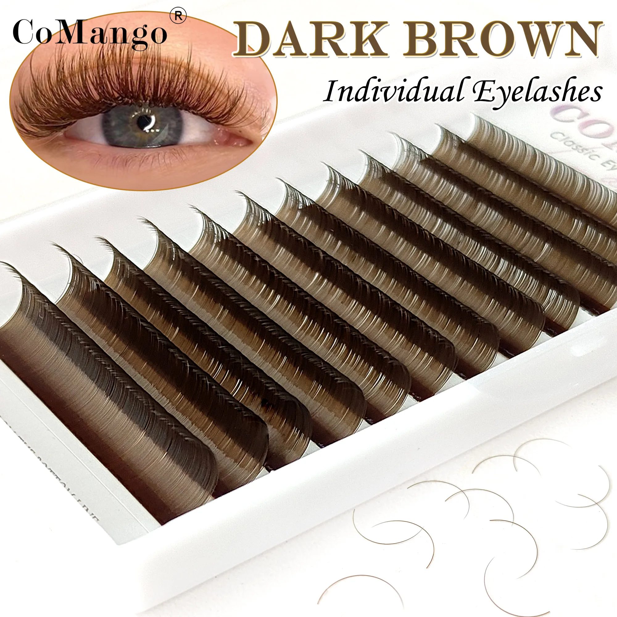 CoMango Brown Colored Lashes Extension Cashmere Individual Mink Colour False Eyelashes Brown Teal Mocha Color Lash Makeup Supply