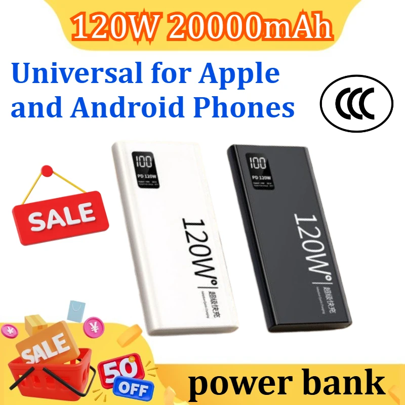 

Large Capacity 20000mAh Power Bank 120W Fast Charger For iPhone for Samsung for Xiaomi USB C External Spare Battery Portable