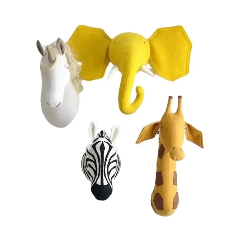 Adorável 3d elefante girafa zebra cabeça de animal boneca de pelúcia quarto do bebê pendurado na parede quarto das crianças decorações para casa ornamento presente