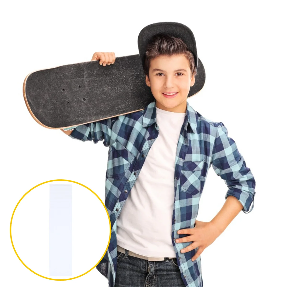 1 قطعة ملصق سكوتر من ورق الصنفرة الشفاف ملحقات لوح التزلج متين وسهل القطع ملصق لوح التزلج الالتصاق القوي #4