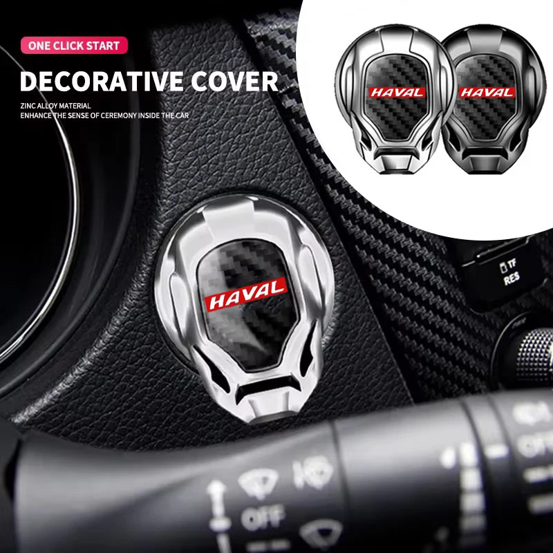 

Car Logo Carbon Fiber Car One-Key Start Protective Cover Decoration For Haval Jolion F7 f7x H6 2021 F7x H2 H2S H3 H5 H8 M4 2022