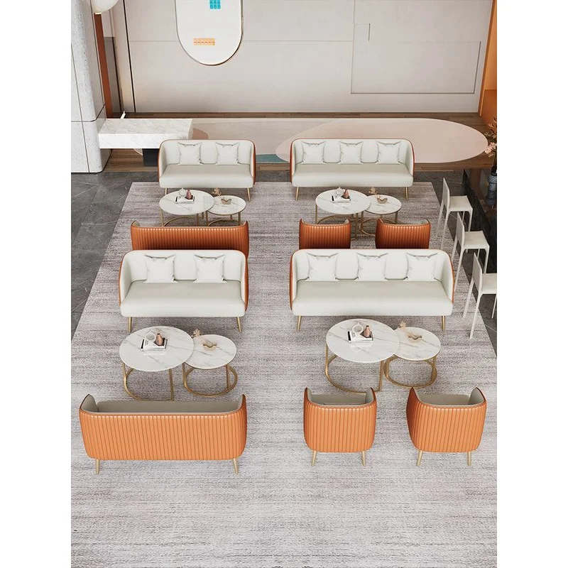 Custom Light Luxury Single Sofa Hotel Sales Office Reception Lounge Rest Area Reception Negotiation Table and Chair Set