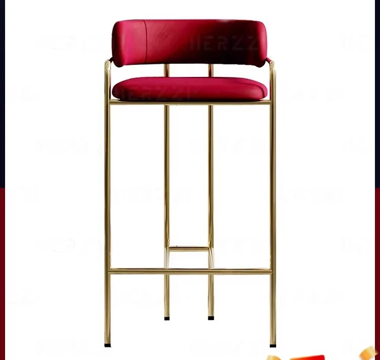 

Household light luxury bar chair Nakajima platform gold with backrest with armrest bar chair front desk high stool