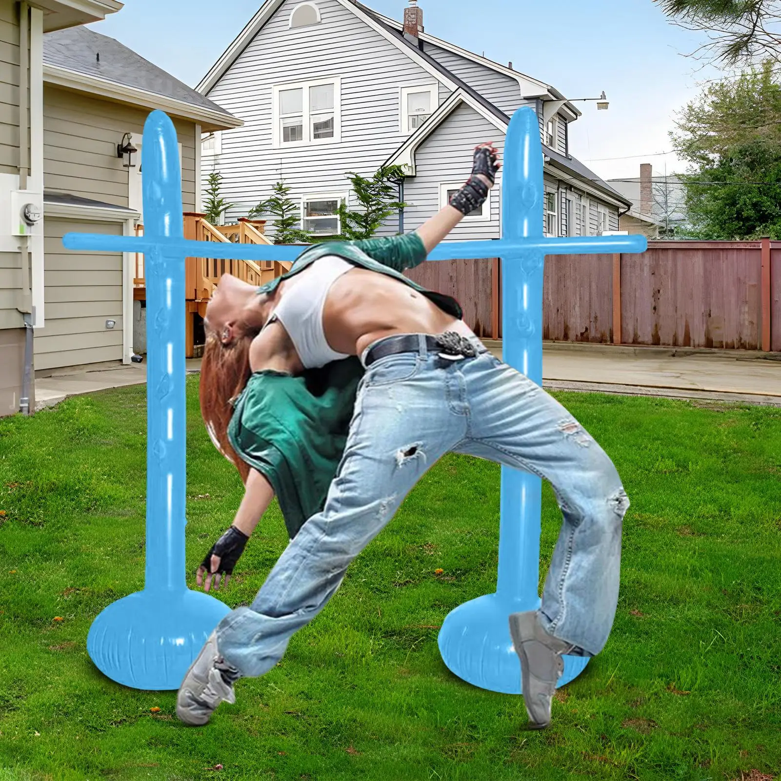 Inflatable PVC Limbo Stick Game Kids Adults High Jump Pole Toys Birthday Party Wedding Graduation Celebration Party Supplies