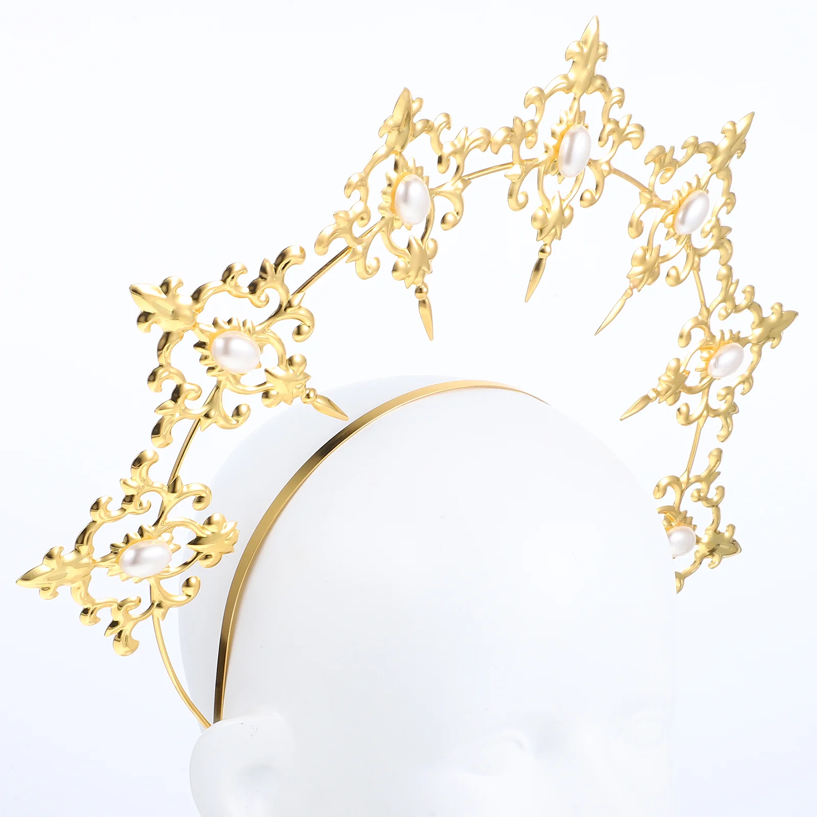 Gold Headband Our Lady's Retro Headdress Props Miss Wedding Hair Accessories