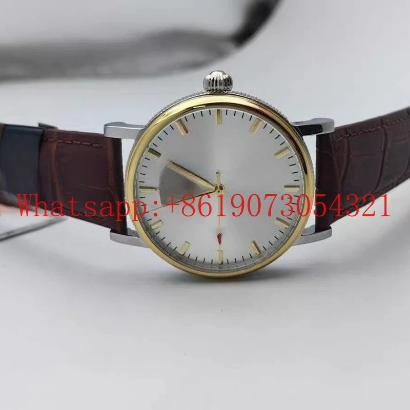 

Домашние часы с ручным механизмом, верхняя полоса, полый механизм с гравировкой, золотой ремень 38 мм